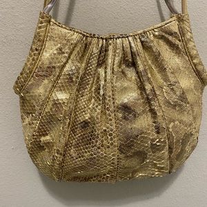 Judith leiber gold and silver snakeskin Vintage Chain shoulder bag